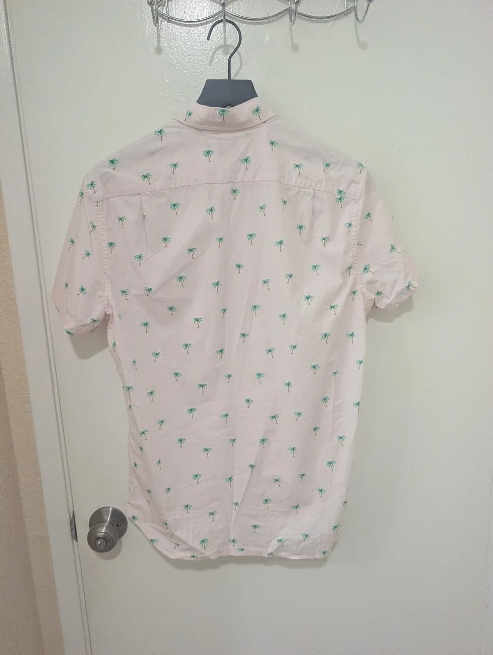 J.Crew Pink Short-Sleeve Slim Palm Tree Print Button Down Shirt